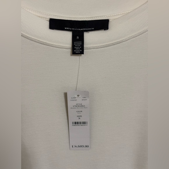 NWT WHBM Blouson Sleeve Crew Neck Top Ecru Size S – $89 Retail - Picture 5 of 6